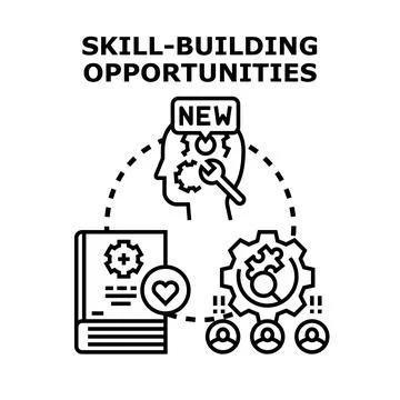 Skill building opportunities expanding knowledge and growth Stock Illustration