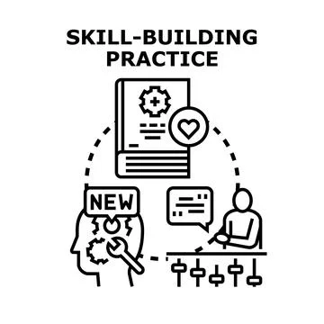 Skill building practice improving new abilities and knowledge Stock Illustration