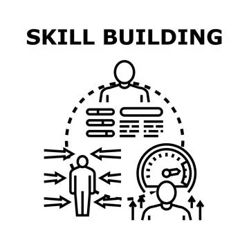 Skill building process improving personal development and growth Stock Illustration