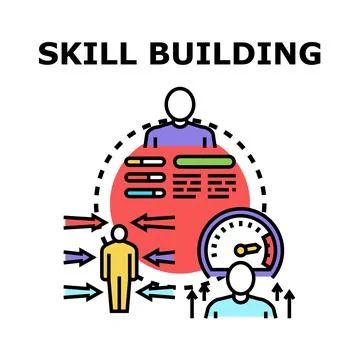 Skill building process improving personal development and growth Stock Illustration