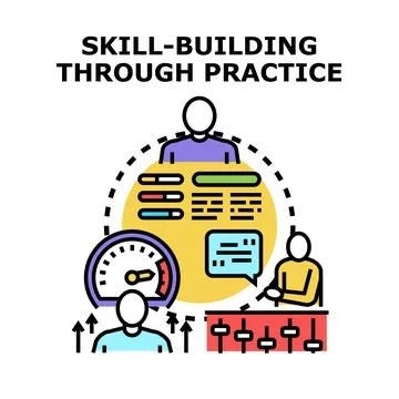 Skill building through practice and concept developing vector 스톡 일러스트