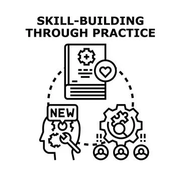 Skill building through practice and learning improvement Stock Illustration