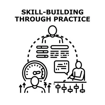 Skill building through practice and concept developing vector 스톡 일러스트