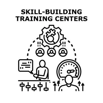 Skill building training centers illustration developing employee expertise Ilustración de archivo