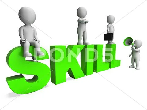 Skill characters shows expertise skilled and competence Stock Illustration
