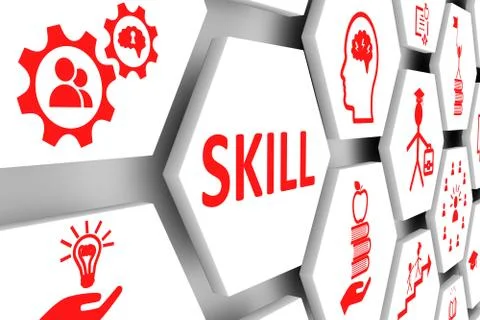 SKILL concept cell background 3d illustration Stock Illustration