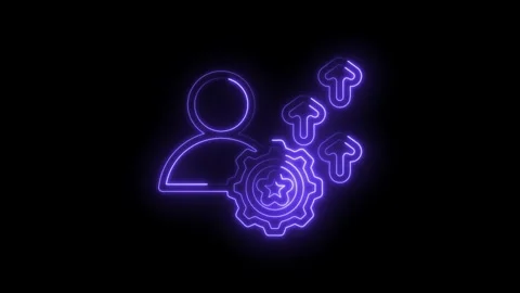 Skill development and progress with glowing neon icon animation on black Stock Footage 330778192