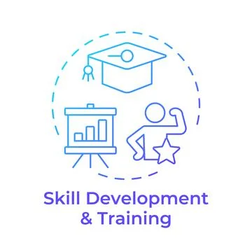 Skill development and training blue gradient concept icon Stock Illustration