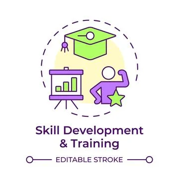 Skill development and training multi color concept icon Stock Illustration