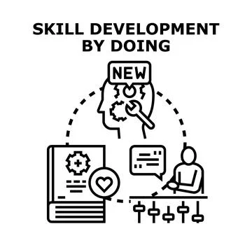 Skill development by doing concept illustration Stock Illustration