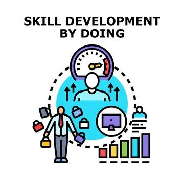 Skill development by doing concept vector illustration Stock Illustration