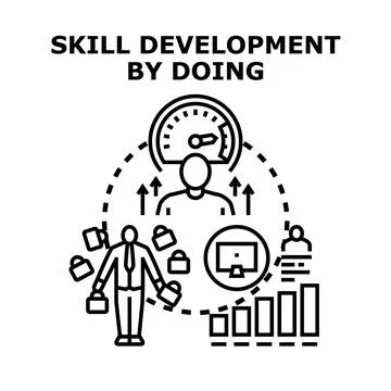 Skill development by doing concept vector illustration Stock Illustration
