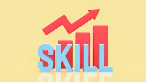 Skill Development Growth Chart for Career and Business Success 3d render.. 스톡 일러스트