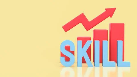 Skill Development Growth Chart for Career and Business Success 3d render.. Illustrazione stock