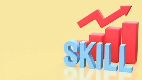Skill Development Growth Chart for Career and Business Success 3d render.. 스톡 일러스트