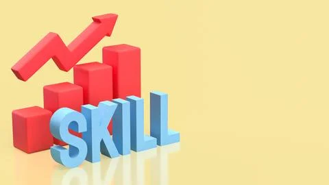 Skill Development Growth Chart for Career and Business Success 3d render.. Illustrazione stock