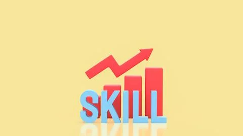Skill Development Growth Chart for Career and Business Success 3d render.. 스톡 일러스트