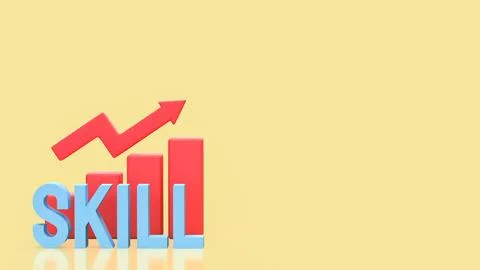 Skill Development Growth Chart for Career and Business Success 3d render.. Illustrazione stock
