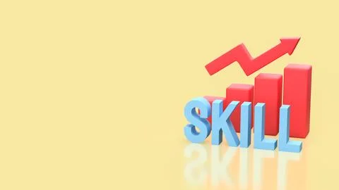 Skill Development Growth Chart for Career and Business Success 3d render.. 스톡 일러스트