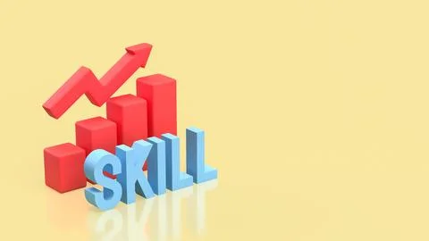 Skill Development Growth Chart for Career and Business Success 3d render.. Stock Illustration