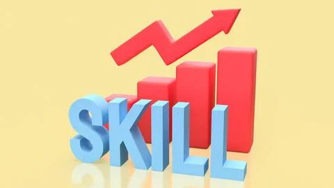 Skill Development Growth Chart for Career and Business Success 3d render.. Stock Illustration