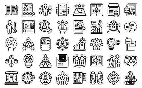 Skill development icons set outline vector. Change business Stockillustratie