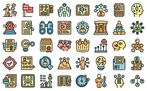 Skill development icons set vector flat Stockillustratie