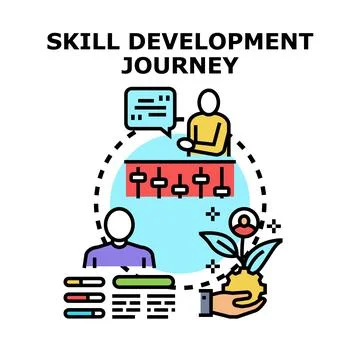 Skill development journey and lifelong learning process Stock Illustration