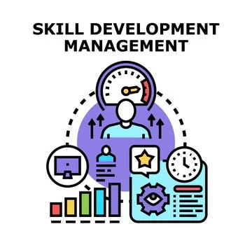 Skill development management and professional growth vector Illustrazione stock