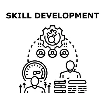 Skill development process increasing professional growth and efficiency Stock Illustration