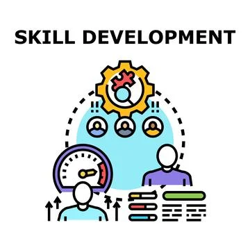 Skill development process increasing professional growth and efficiency Stock Illustration