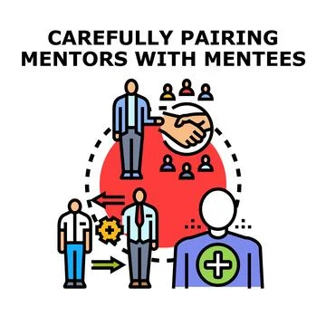Skill development program carefully pairing mentor with mentee Stock Illustration