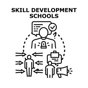 Skill development schools learning training education concept Stock Illustration