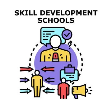 Skill development schools learning training education concept Stock Illustration