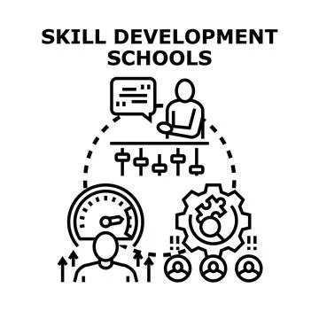 Skill development schools offering education and training Stock Illustration