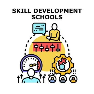 Skill development schools offering education and training Stock Illustration