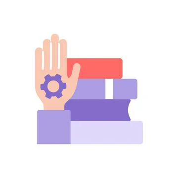 Skill development through learning vector flat color icon 스톡 일러스트