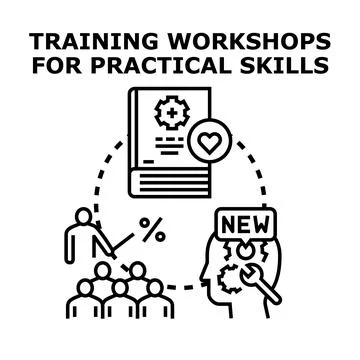 Skill development training workshop concept with professional learning Stock Illustration