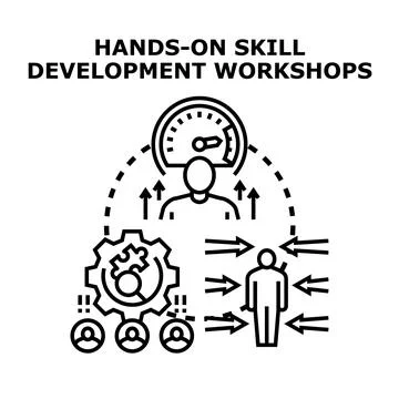 Skill development workshop improving professional growth concept Illustrazione stock