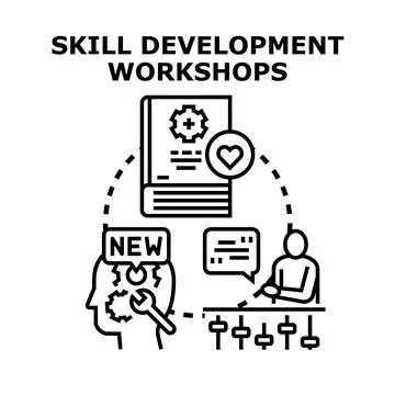 Skill development workshops offering comprehensive learning, fostering new kn 스톡 일러스트