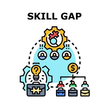 Skill gap vector concept problem solving solution Stock Illustration