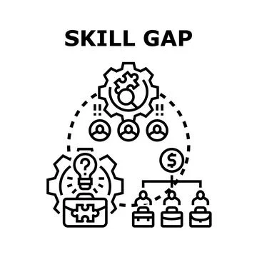 Skill gap vector concept problem solving solution Illustration