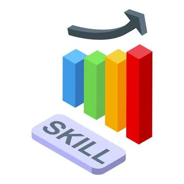 Skill graph chart icon isometric vector. Level training 스톡 일러스트