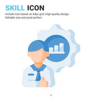 Skill icon vector with flat color style isolated on white background Illustrazione stock