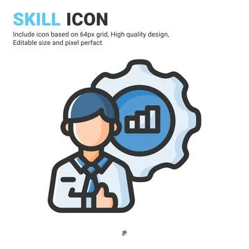 Skill icon vector with outline color style isolated on white background 스톡 일러스트