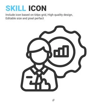 Skill icon vector with outline style isolated on white background イラスト素材