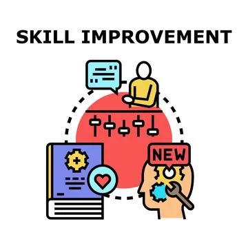 Skill improving process of professional development and learning Stock Illustration