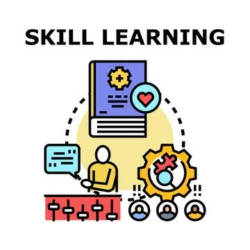 Skill learning process improving professional competence concept Stock Illustration
