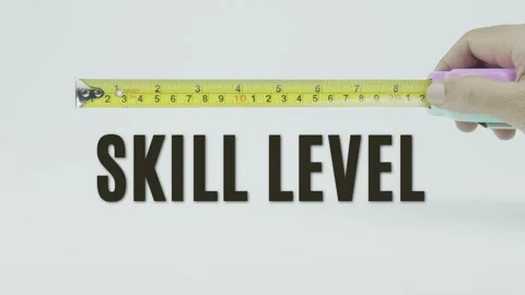 Skill Level text or word and tape measure on a white background Stock Footage 302113655