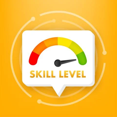 Skill levels growth, meter indicator. Skills enhancement. Vector stock Stock Illustration